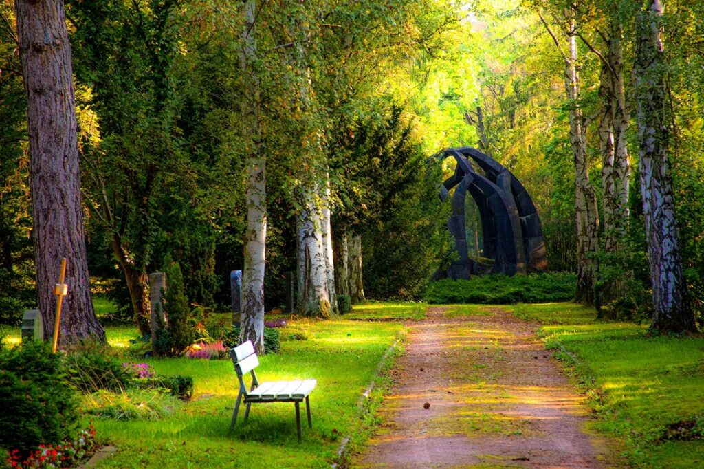 Bench in a graveyard